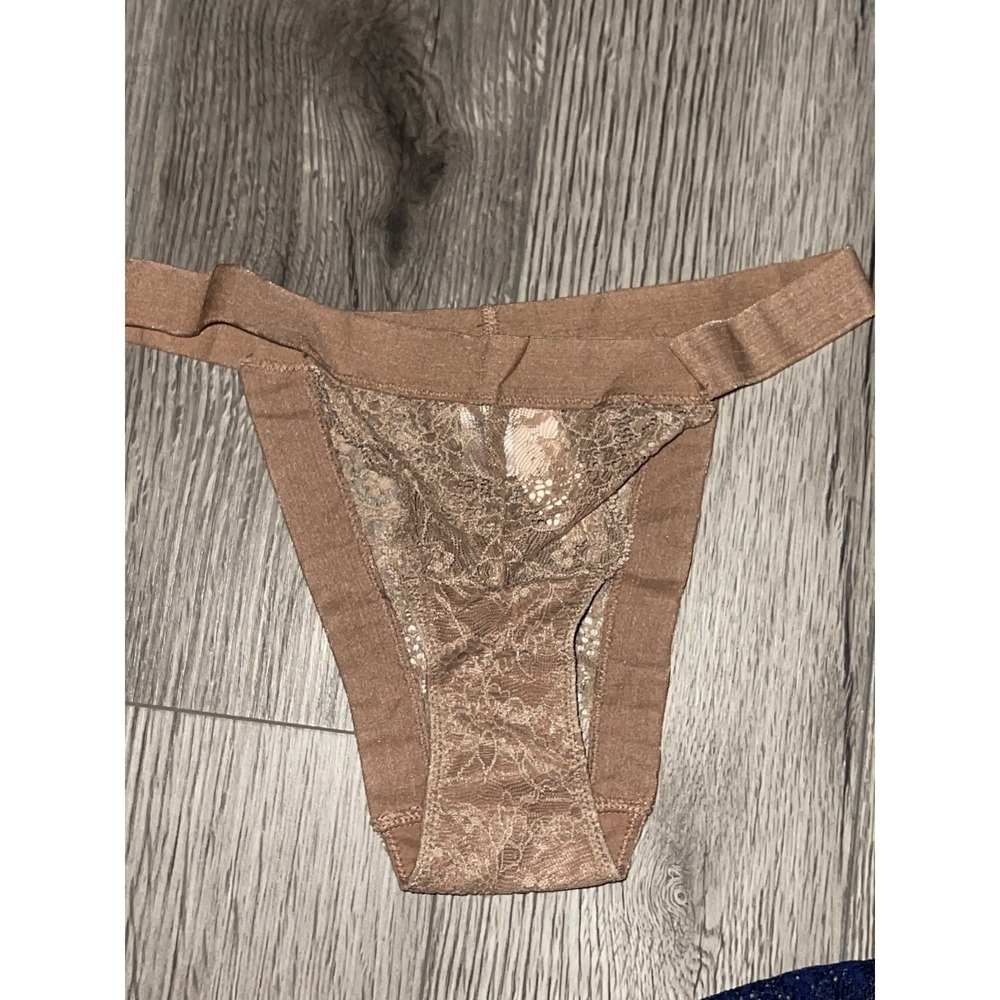 2008 Victoria's Secret Brown High Cut Brazilian Cheeky Lace Panty Rare NWT Small